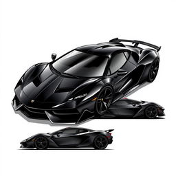 Create an image of a sleek black supercar with aggressive lines