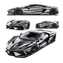 Create an image of a sleek black supercar with aggressive lines