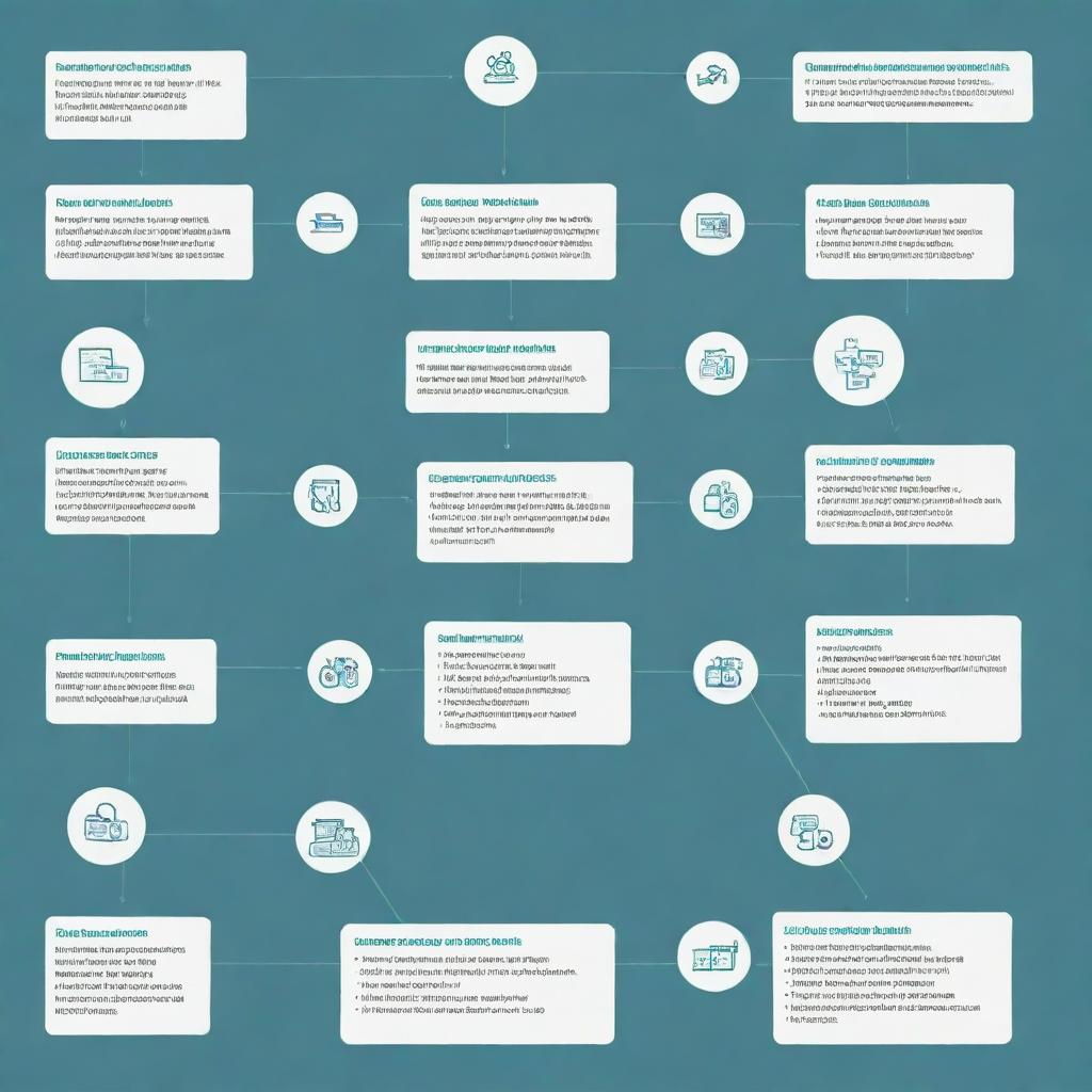 Draw a detailed flowchart moving from 'Data' to 'Information' to 'Knowledge' to 'Wisdom', within a healthcare context named 'HealthLink', using industry-appropriate symbols and design.