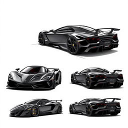 Create an image of a sleek black supercar with aggressive lines