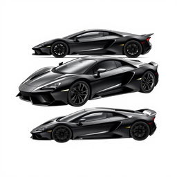 Create an image of a sleek black supercar with aggressive lines