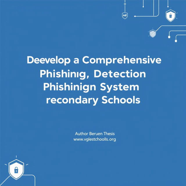 Design a professional thesis cover page with the title 'Develop a Comprehensive Phishing Detection System for Secondary Schools