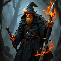 A realistic depiction of Donald Trump as an orange-skinned hobgoblin who is a tall wizard and warrior