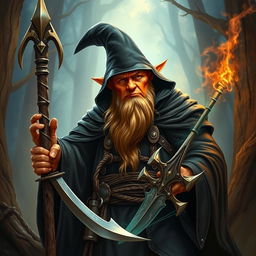 A realistic depiction of Donald Trump as an orange-skinned hobgoblin who is a tall wizard and warrior