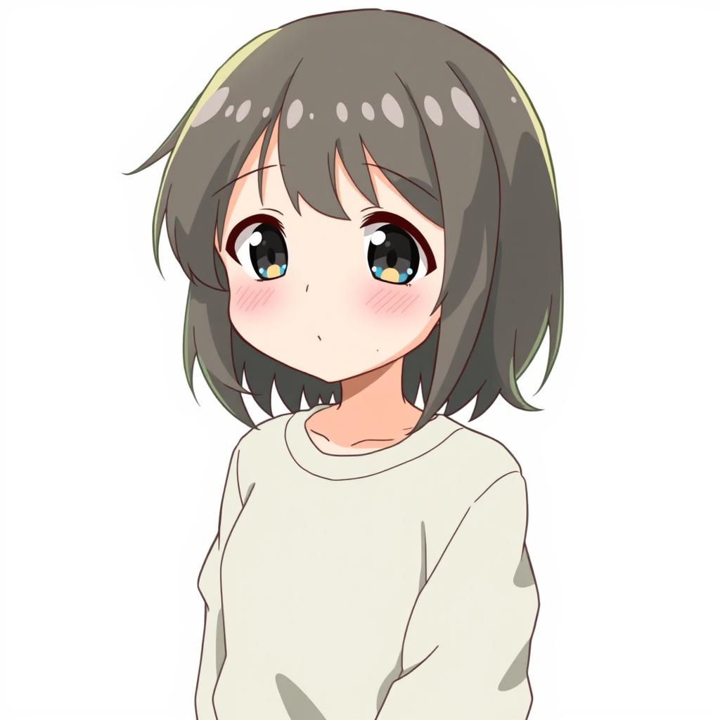 A cute and small waifu with medium-length hair and small breasts, depicted in an anime style