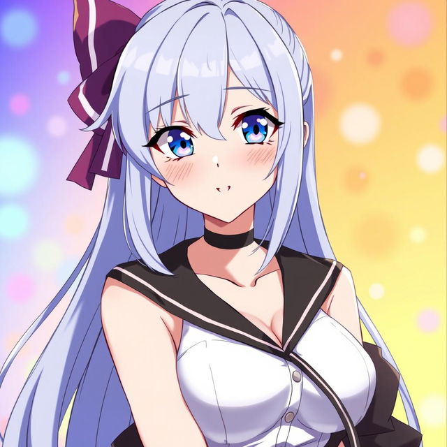 An attractive waifu with small breasts, depicted in an anime style