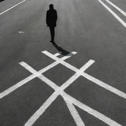 A victim symbolically shown at a crossroads, portraying the essence of making a decision. Use a potent mixture of light and shadow to emphasize the emotional struggle.