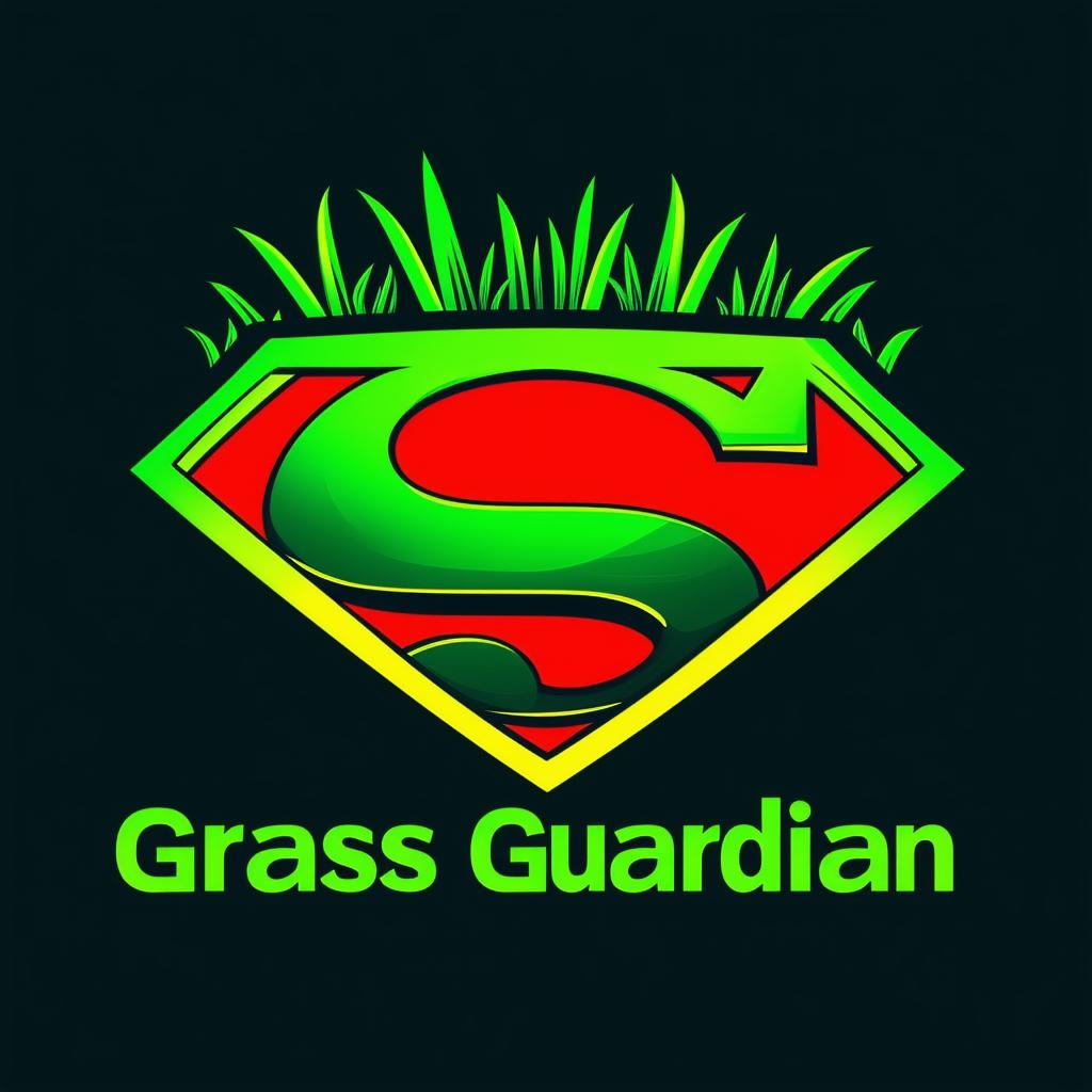 Create a logo for 'The Grass Guardian' inspired by the Superman logo, replacing the 'S' with a 'G'