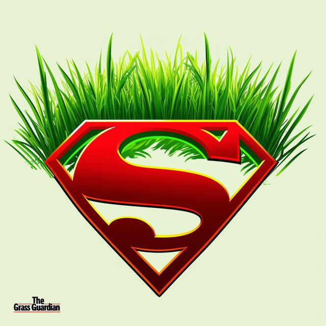 Design a logo for 'The Grass Guardian' inspired by the Superman logo, replacing the 'S' with a 'G'