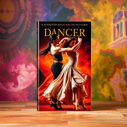 Create a book cover featuring Spanish dancers in an erotic and passionate pose