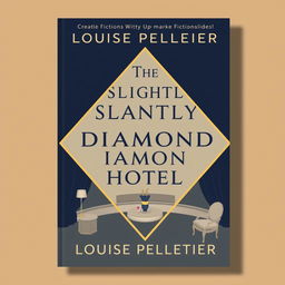 Create a book cover for a witty upmarket fiction entitled 'The Slightly Slanted Diamond Hotel' by Louise Pelletier