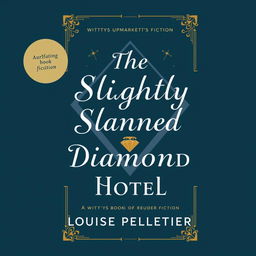 Create a book cover for a witty upmarket fiction entitled 'The Slightly Slanted Diamond Hotel' by Louise Pelletier