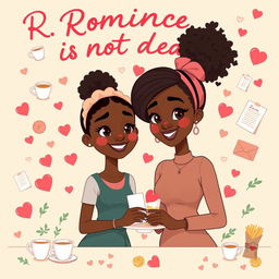 An animated romance comedy titled 'Romance is not dead' featuring a black girl and black woman