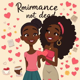 An animated romance comedy titled 'Romance is not dead' featuring a black girl and black woman