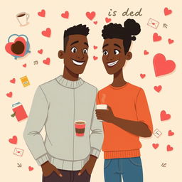 An animated romance comedy titled 'Romance is not dead' featuring a black man and black woman