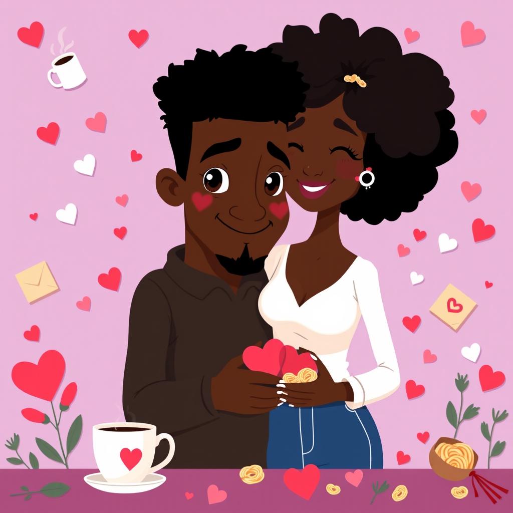 An animated romance comedy titled 'Romance is not dead' featuring a black man and black woman