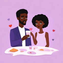 A high-quality animated romance comedy titled 'Romance is not dead' featuring a black man and black woman