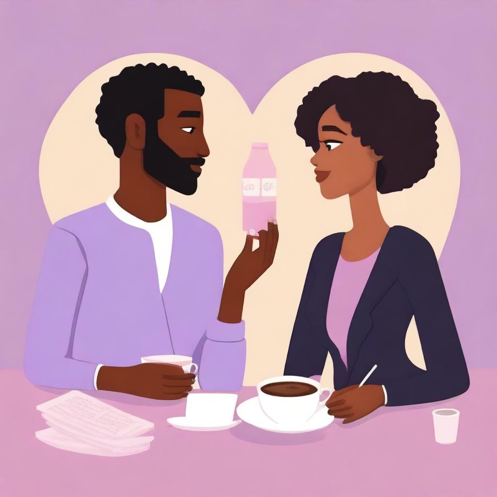 A high-quality animated romance comedy titled 'Romance is not dead' featuring a black man and black woman