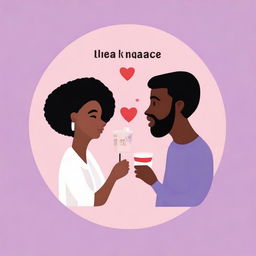 A high-quality animated romance comedy titled 'Romance is not dead' featuring a black man and black woman