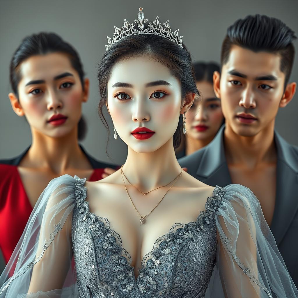 Create a novel cover featuring a very beautiful Korean woman with milky white skin, resembling a supermodel star