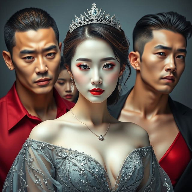 Create a novel cover featuring a very beautiful Korean woman with milky white skin, resembling a supermodel star