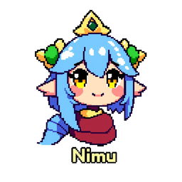 Create a pixel art image of a character named Nimu