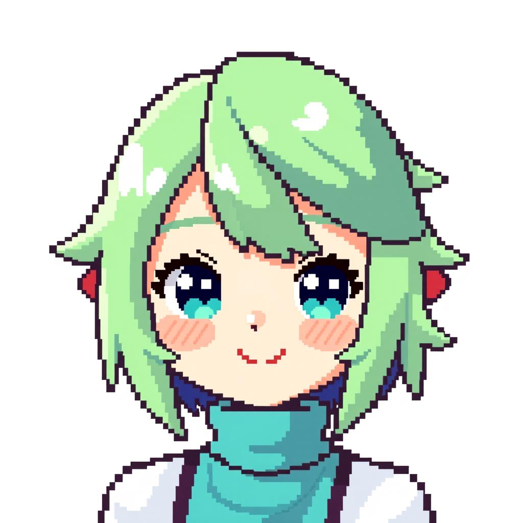 Create a pixel art image of a Vtuber character named Nimu