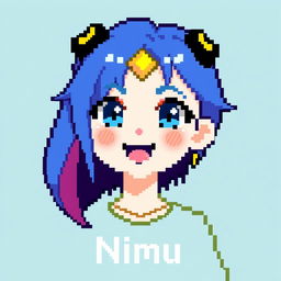 Create a pixel art image of a Vtuber character named Nimu