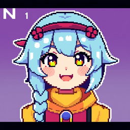 Create a pixel art image of a Vtuber character named Nimu