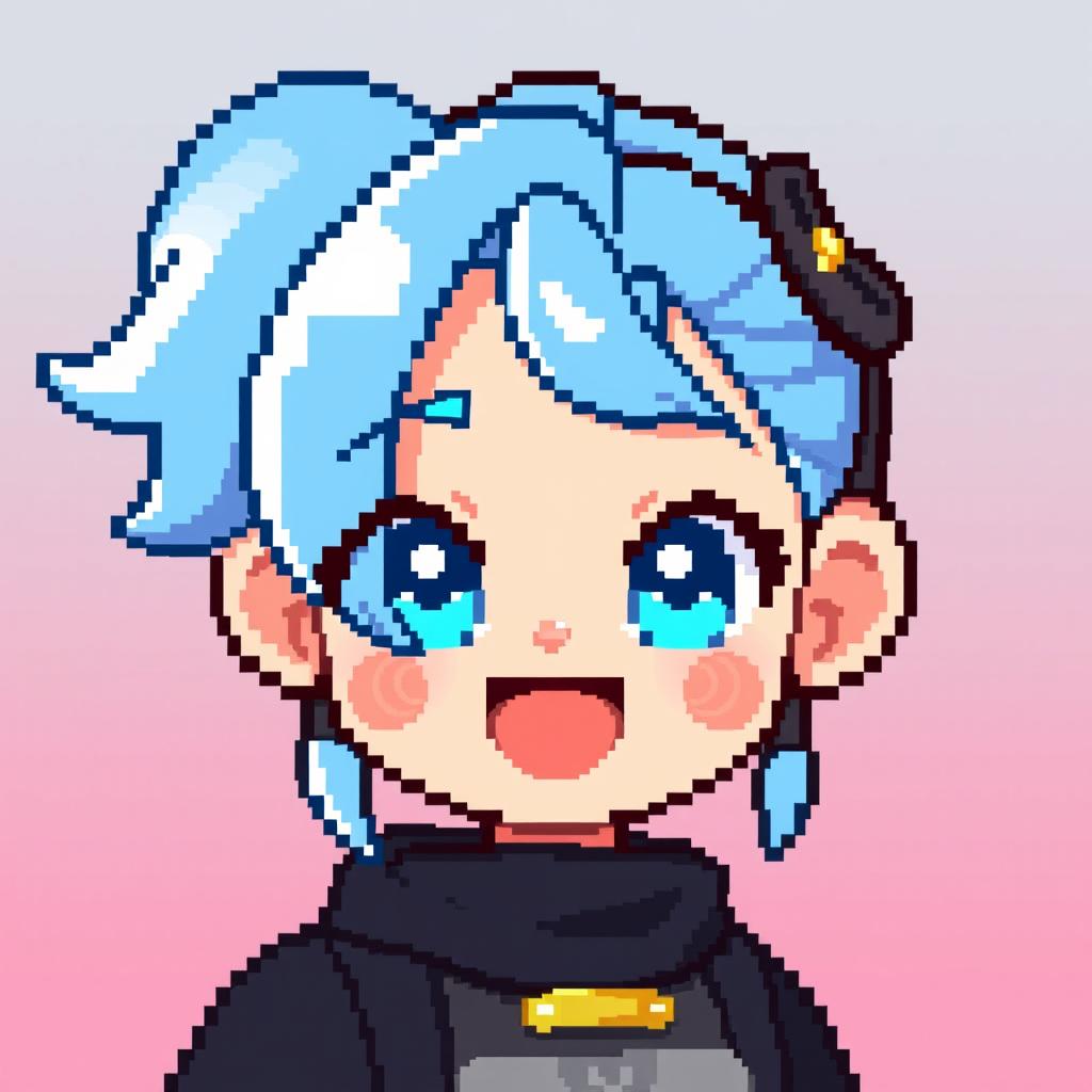 Create a pixel art image of a Vtuber character named Nimu