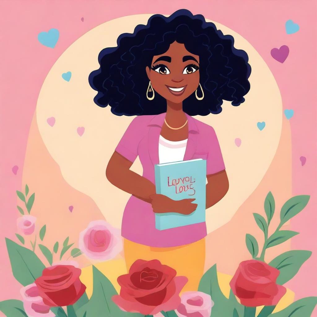 A high-quality animated romance comedy cover featuring a black woman burying love