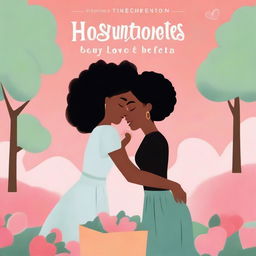 A romantic animated image for a romance comedy cover featuring a black woman burying love