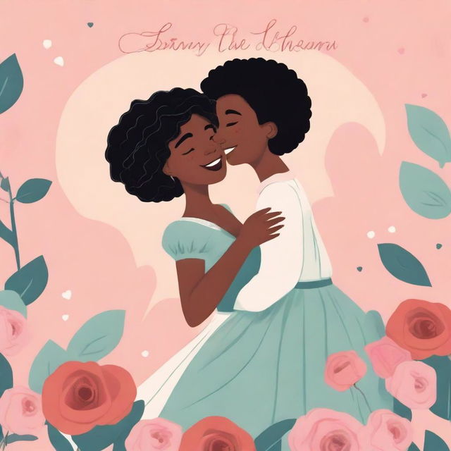 A romantic animated image for a romance comedy cover featuring a black woman burying love