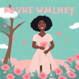 A romantic animated image for a romance comedy cover featuring a black woman burying love