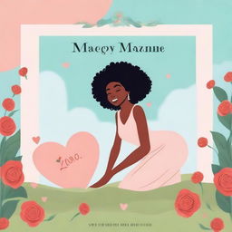 A romantic animated image for a romance comedy cover featuring a black woman burying love