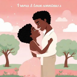 A romantic animated image for a romance comedy cover featuring a black woman burying love