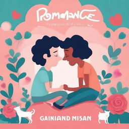 A romantic animated image for a romance comedy titled 'ROMANCE IS NOT DEAD'