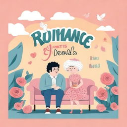 A romantic animated image for a romance comedy titled 'ROMANCE IS NOT DEAD'