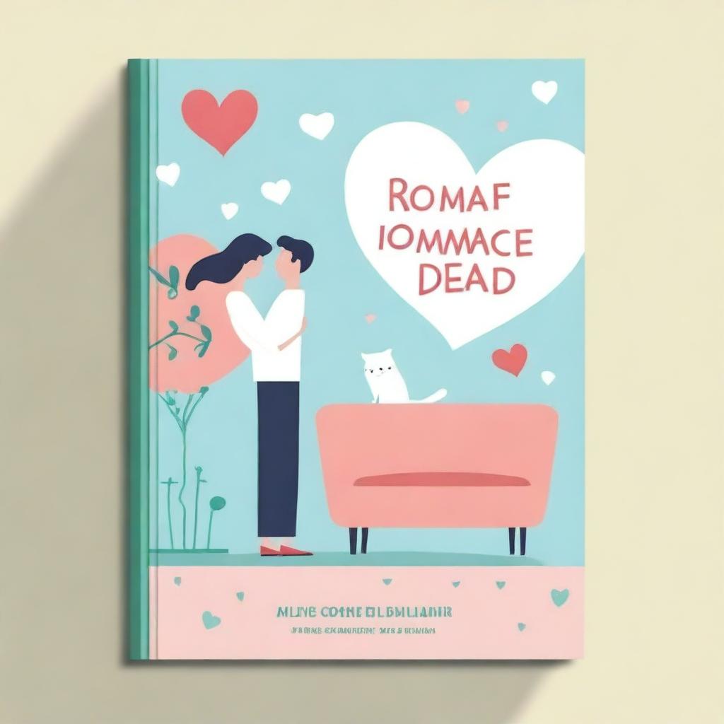 A romantic animated image for a romance comedy titled 'ROMANCE IS NOT DEAD'