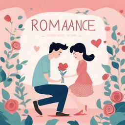 A romantic animated image for a romance comedy titled 'ROMANCE IS NOT DEAD'