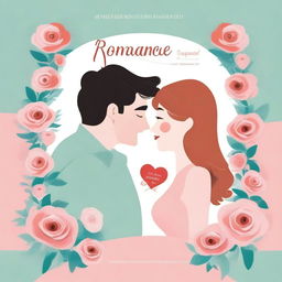 A romantic animated image for a romance comedy titled 'ROMANCE IS NOT DEAD'