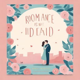 A romantic animated image for a romance comedy titled 'ROMANCE IS NOT DEAD'