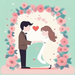 A romantic animated image for a romance comedy titled 'ROMANCE IS NOT DEAD'