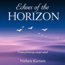 A book cover with a horizon featuring a gradient of colors from deep blue to soft purple