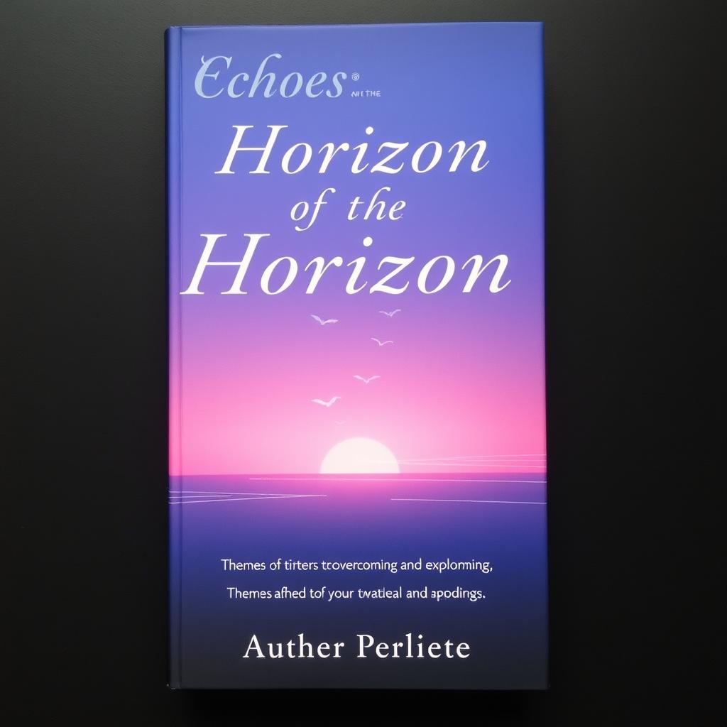 A book cover with a horizon featuring a gradient of colors from deep blue to soft purple