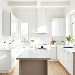 Create an image of a Nordic-style white kitchen