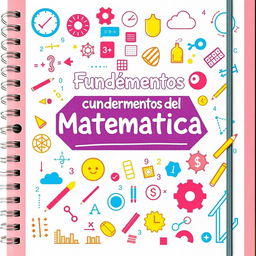 Crear una carátula atractiva y educativa para un cuaderno de fundamentos de matemática