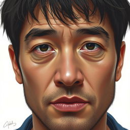 A detailed portrait of a person, capturing their unique facial features and expressions