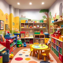 A vibrant and colorful playroom filled with toys, games, and fun activities