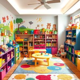 A vibrant and colorful playroom filled with toys, games, and fun activities